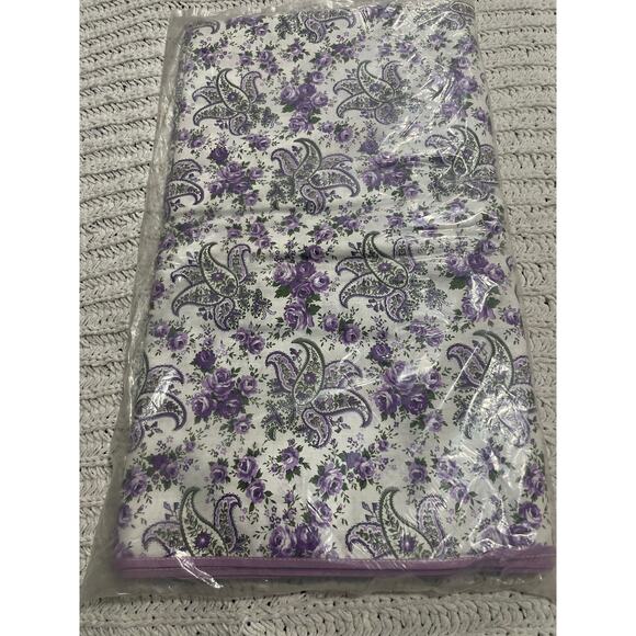VTG NIP Lady Roberta Comforter Blanket Cover 80x80 Percale Floral Purple Cotton - Picture 3 of 5